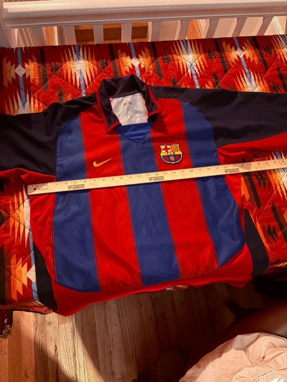 Nike Old School Navy Blue, Red, Yellow, Ronaldinho Soccer Jersey - Picture 8 of 11